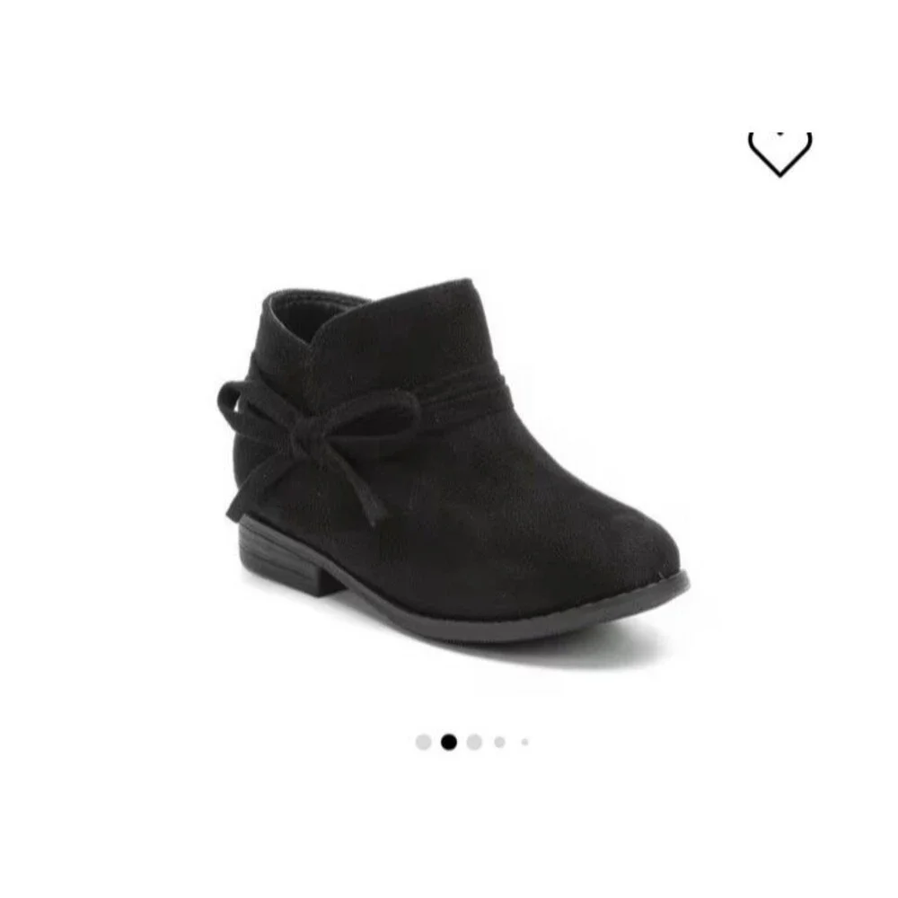 UNR8AD Reece Boots Toddler Girl 5.5 Black Faux Suede Ankle Booties‎ Bow Detail